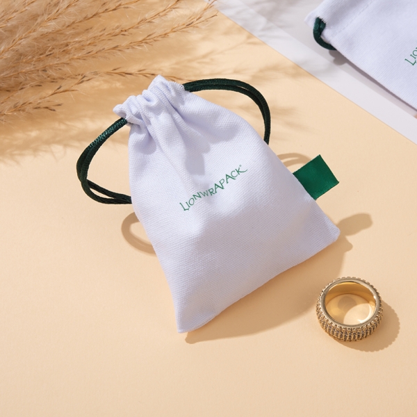 Lionwrapack Hot Sell Wholesale Custom Double Drawstring Satin Jewelry Pouch Dust Bag with Logo Printed