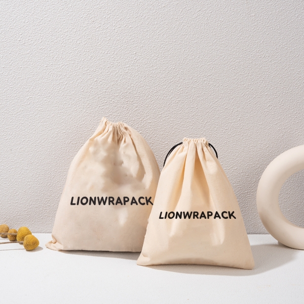 Lionwrapack Custom logo with Label Clothing Shoes Underwear Dust Packaging Bag Cotton Drawstring Bag