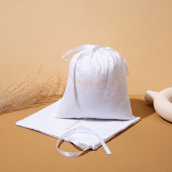Lionwrapack Custom logo with Label Clothing Shoes Underwear Dust Packaging Bag Cotton Drawstring Bag
